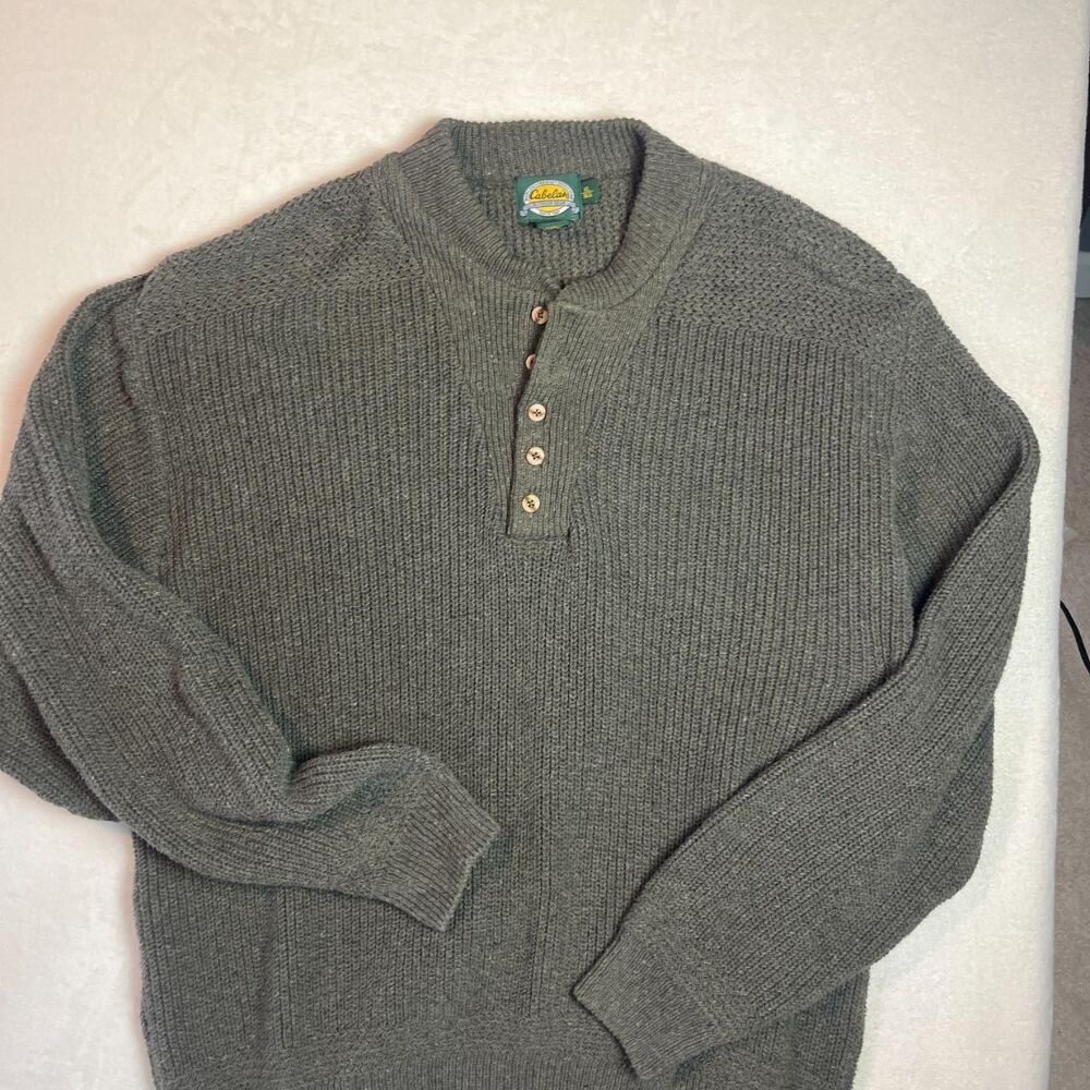 Cabela-s Men's Grey and Green Jumper